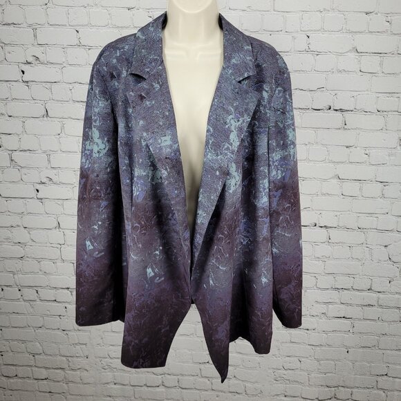 Coldwater Creek Blue & Purple Lightweight Open Notch Blazer Jacket Size 20 - Picture 1 of 13